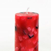 Stumpenkerze rund 5cm / Terrazzo rot-schwarz-gescheckt - 10