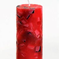 Stumpenkerze rund 5cm / Terrazzo rot-schwarz-gescheckt - 15