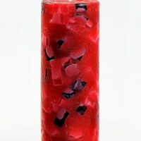 Stumpenkerze rund 5cm / Terrazzo rot-schwarz-gescheckt - 20