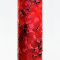 Stumpenkerze rund 5cm / Terrazzo rot-schwarz-gescheckt - 25