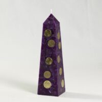 Geldkerze mit Geldeinlage Obelisk 25cm / Terrazzo-lila
