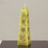 Geldkerze mit Geldeinlage Obelisk 25cm / Terrazzo-olive