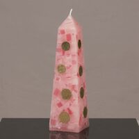 Geldkerze mit Geldeinlage Obelisk 25cm / Terrazzo-rosa