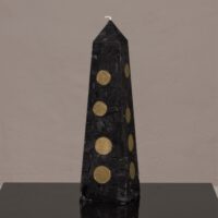 Geldkerze mit Geldeinlage Obelisk 25cm / Terrazzo-schwarz