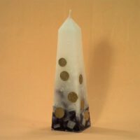 Geldkerze mit Geldeinlage Obelisk 25cm / elfenbein-schwarz