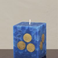 Geldkerze Vierkant 10cm / Terrazzo-blau