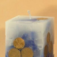 Geldkerze Vierkant 10cm / Farbverlauf elfenbein-blau