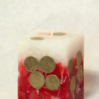 Geldkerze Vierkant 10cm / Farbverlauf elfenbein-bordeaux
