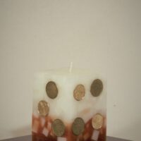 Geldkerze Vierkant 10cm / Farbverlauf elfenbein-braun