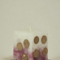 Geldkerze Vierkant 10cm / Farbverlauf elfenbein-lila