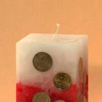 Geldkerze Vierkant 10cm / Farbverlauf elfenbein-rot
