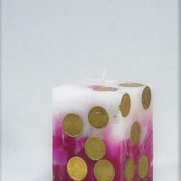 Geldkerze Vierkant 10cm / Farbverlauf elfenbein-rotviolett