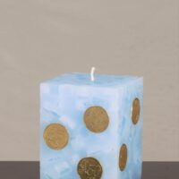 Geldkerze Vierkant 10cm / Terrazzo-hellblau