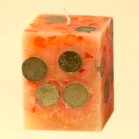 Geldkerze Vierkant 10cm / Terrazzo-orange