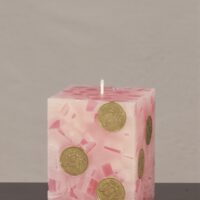 Geldkerze Vierkant 10cm / Terrazzo-rosa
