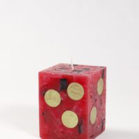 Geldkerze Vierkant 10cm / Terrazzo rot-schwarz-gescheckt