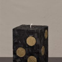 Geldkerze Vierkant 10cm / Terrazzo-schwarz
