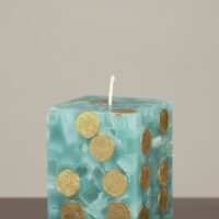 Geldkerze Vierkant 10cm / Terrazzo-türkis