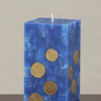 Geldkerze Vierkant 15cm / Terrazzo-blau