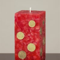 Geldkerze Vierkant 15cm / Terrazzo-bordeaux