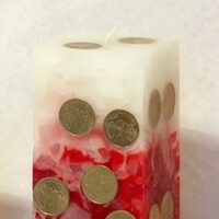 Geldkerze Vierkant 15cm / Farbverlauf elfenbein-bordeaux