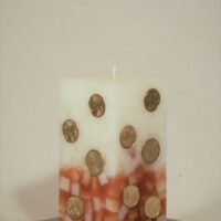 Geldkerze Vierkant 15cm / Farbverlauf elfenbein-braun