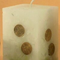 Geldkerze Vierkant 15cm / Farbverlauf elfenbein-olive