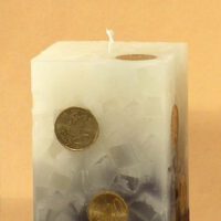 Geldkerze Vierkant 15cm / Farbverlauf elfenbein-schwarz