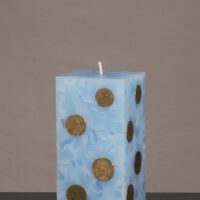 Geldkerze Vierkant 15cm / Terrazzo-hellblau