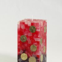 Geldkerze Vierkant 15cm / Farbverlauf rot-schwarz