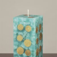 Geldkerze Vierkant 15cm / Terrazzo-türkis
