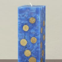 Geldkerze Vierkant 20cm / Terrazzo-blau