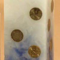 Geldkerze Vierkant 20cm / Farbverlauf elfenbein-blau