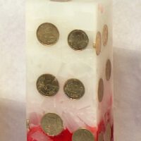 Geldkerze Vierkant 20cm / Farbverlauf elfenbein-bordeaux