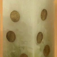 Geldkerze Vierkant 20cm / Farbverlauf elfenbein-olive