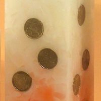 Geldkerze Vierkant 20cm / Farbverlauf elfenbein-orange