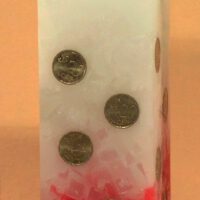 Geldkerze Vierkant 20cm / Farbverlauf elfenbein-rot