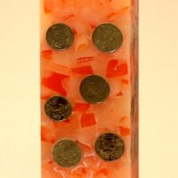 Geldkerze Vierkant 20cm / Terrazzo-orange