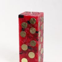 Geldkerze Vierkant 20cm / Terrazzo rot-schwarz-gescheckt