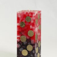 Geldkerze Vierkant 20cm / Farbverlauf rot-schwarz