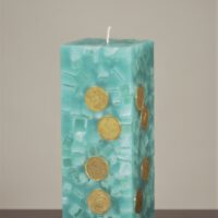 Geldkerze Vierkant 20cm / Terrazzo-türkis