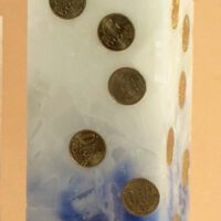 Geldkerze Vierkant 30cm / Farbverlauf elfenbein-blau