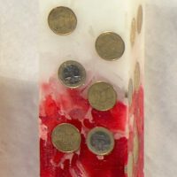 Geldkerze Vierkant 30cm / Farbverlauf elfenbein-bordeaux