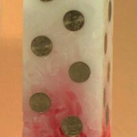 Geldkerze Vierkant 35cm / Farbverlauf elfenbein-rot