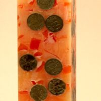 Geldkerze Vierkant 35cm / Terrazzo-orange