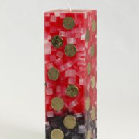 Geldkerze Vierkant 35cm / Farbverlauf rot-schwarz