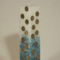 Geldkerze Vierkant 30cm / Farbverlauf elfenbein-türkis