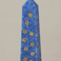 Geldkerze mit Geldeinlage Obelisk 35cm / Terrazzo-blau