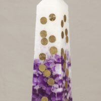 Geldkerze mit Geldeinlage Obelisk 35cm / Farbverlauf elfenbein-lila