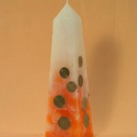 Geldkerze mit Geldeinlage Obelisk 35cm / Farbverlauf elfenbein-orange